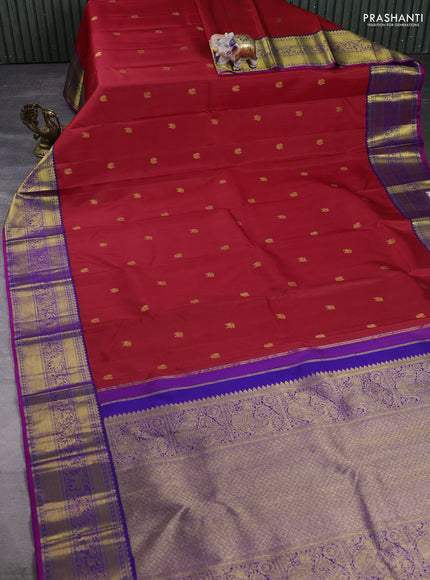 Pure kanchipuram silk saree blue with zari woven buttas and zari woven border