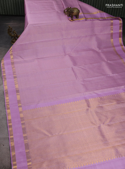 Pure kanchipuram silk saree lavender with allover zari small checks & buttas and rettapet zari woven border