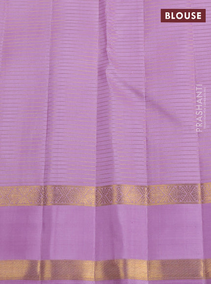 Pure kanchipuram silk saree lavender with allover zari small checks & buttas and rettapet zari woven border