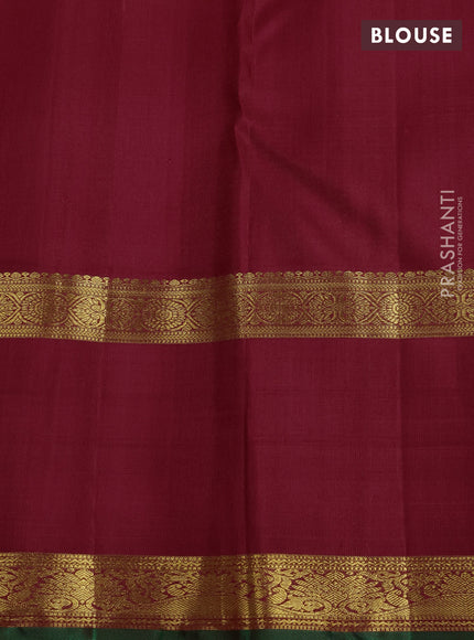 Pure kanchipuram silk saree light pink and maroon with allover zari woven small checked pattern and long rettapet zari woven korvai border