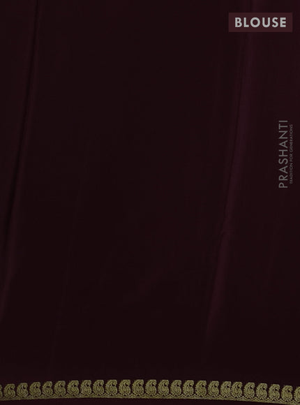 Pure mysore silk saree coffee brown with plain body and paisley zari woven border