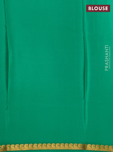 Pure mysore silk saree teal green with plain body and paisley zari woven border