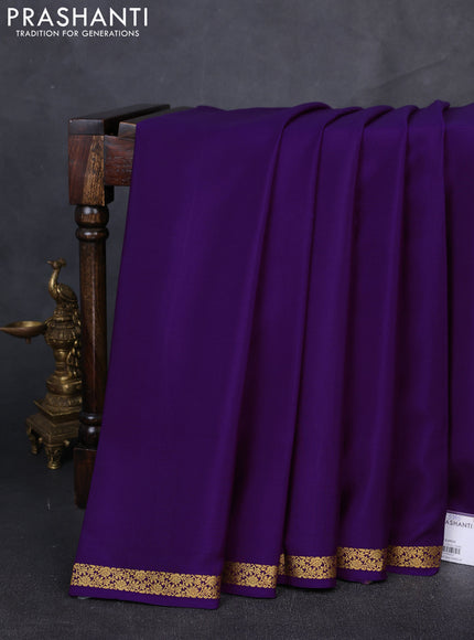Pure mysore silk saree purple with plain body and zari woven border