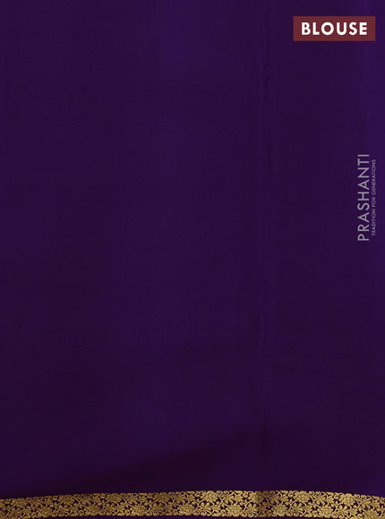 Pure mysore silk saree purple with plain body and zari woven border