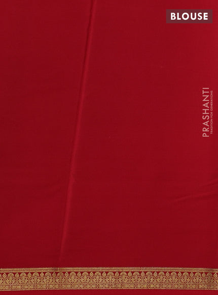 Pure mysore silk saree green and red with plain body and zari woven border