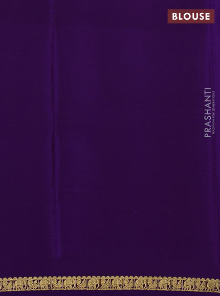 Pure mysore silk saree violet with plain body and zari woven border