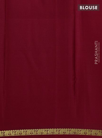 Pure mysore silk saree red with plain body and zari woven border