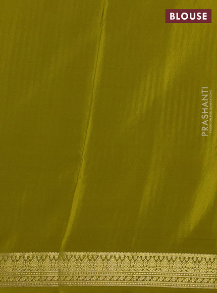 Pure mysore silk saree lime green with allover zari woven butta weaves and zari woven border