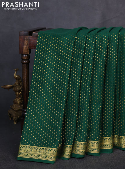 Pure mysore silk saree bottle green with allover zari woven butta weaves and zari woven border