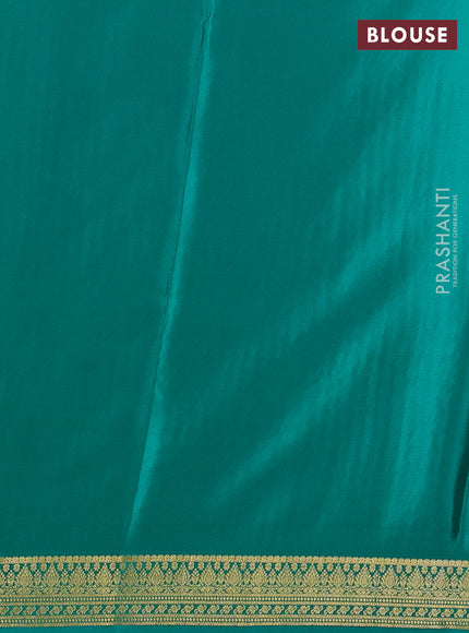 Pure mysore silk saree teal green with allover zari woven butta weaves and zari woven border