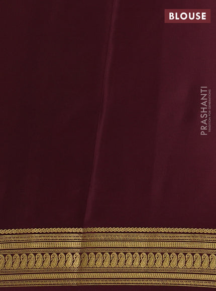 Pure mysore silk saree mustard yellow and coffee brown with plain body and zari woven border