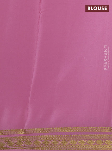 Pure mysore silk saree light pink with plain body and zari woven border