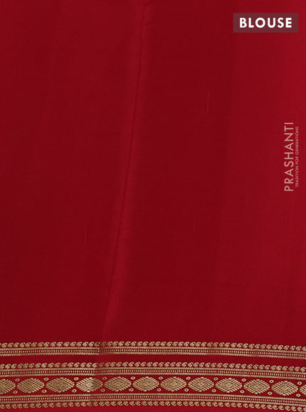 Pure mysore silk saree coffee brown and red with plain body and zari woven border