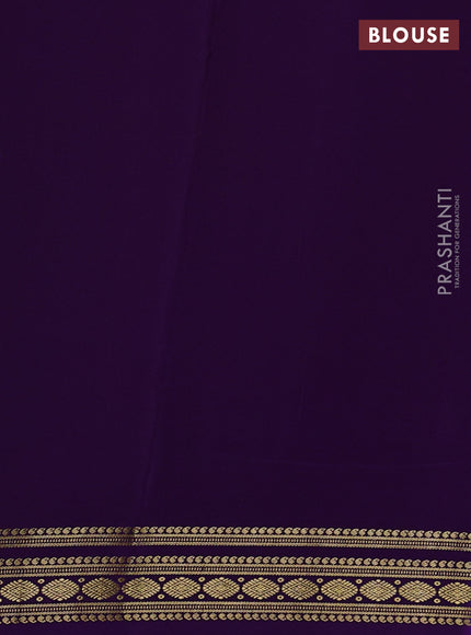 Pure mysore silk saree pink and violet with plain body and zari woven border