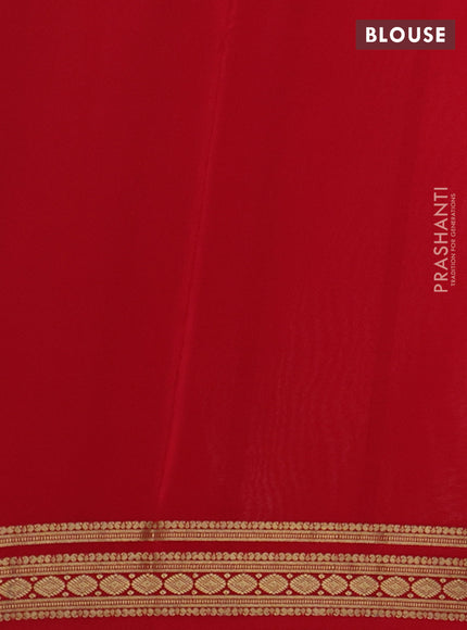 Pure mysore silk saree cream and red with plain body and zari woven border