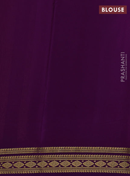 Pure mysore silk saree mango yellow and purple with plain body and zari woven border