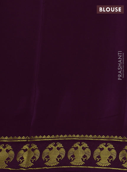 Pure mysore silk saree deep purple with plain body and zari woven border