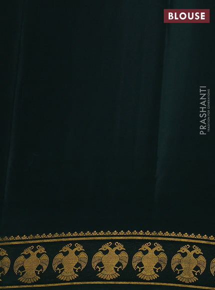 Pure mysore silk saree bottle green with plain body and zari woven border