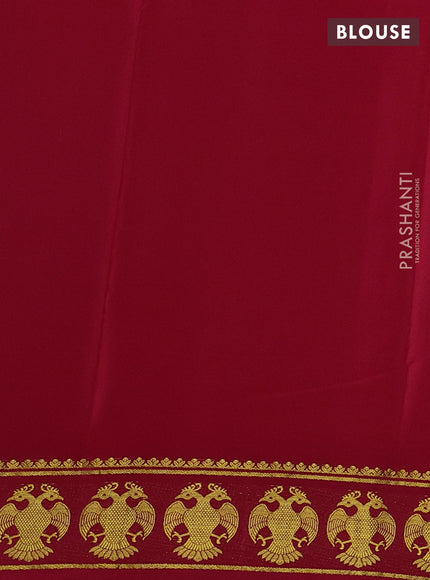 Pure mysore silk saree red with plain body and zari woven border