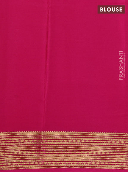 Pure mysore silk saree grey and pink with plain body and zari woven border