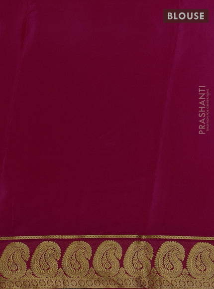 Pure mysore silk saree rani pink with plain body and paisley zari woven border