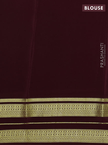 Pure mysore silk saree deep maroon with plain body and zari woven border