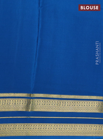Pure mysore silk saree cs blue with plain body and zari woven border