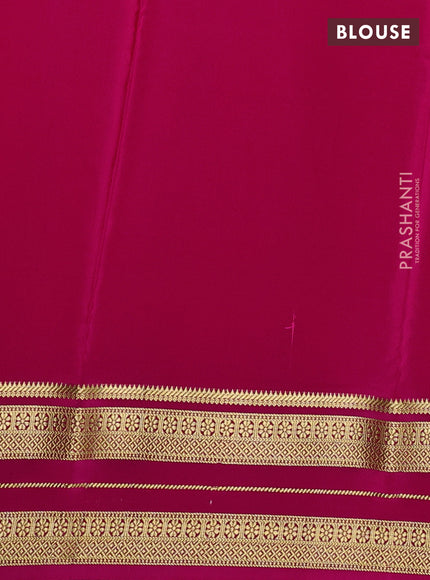 Pure mysore silk saree rani pink with plain body and zari woven border