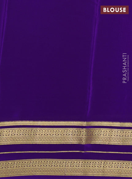 Pure mysore silk saree purple with plain body and zari woven border