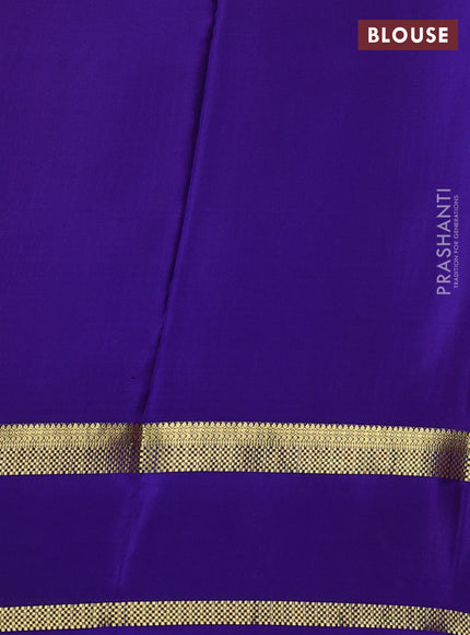 Pure mysore silk saree pink and blue with allover small zari woven checked pattern and rettapet zari woven border