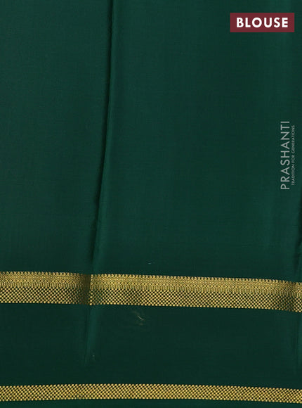Pure mysore silk saree maroon and green with allover small zari woven checked pattern and rettapet zari woven border