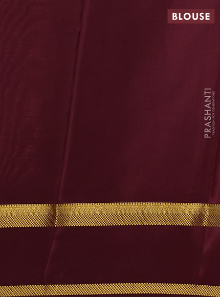 Pure mysore silk saree peach and deep maroon with allover small zari woven checked pattern and rettapet zari woven border