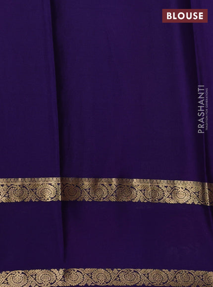 Pure mysore silk saree rani pink and dark blue with plain body and rettapet zari woven border