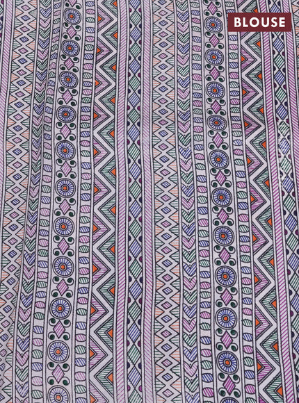 Pochampally silk saree wine shade and off white with allover ikat butta weaves and temple design madhubani printed border
