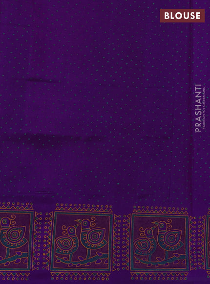 Pure uppada block printed silk saree purple with butta prints and butta printed border