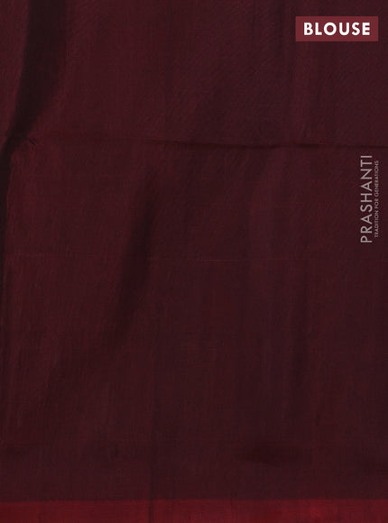Kora silk cotton saree dark mustard and maroon with thread woven buttas and simple border