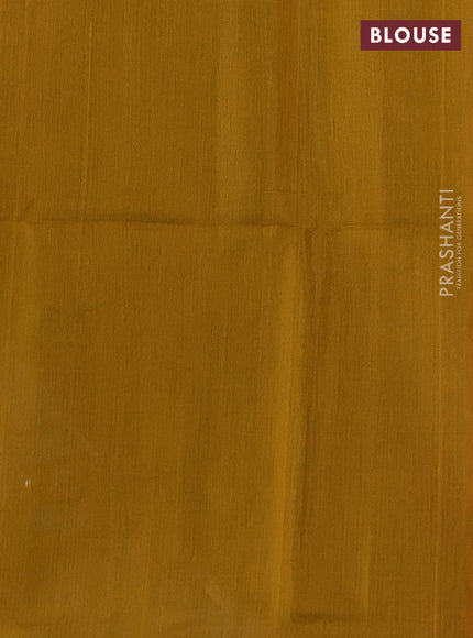 Kora silk cotton saree deep maroon and dark mustard with thread woven floral buttas and simple border