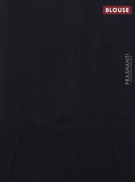 Kora silk cotton saree black with thread woven buttas in borderless style