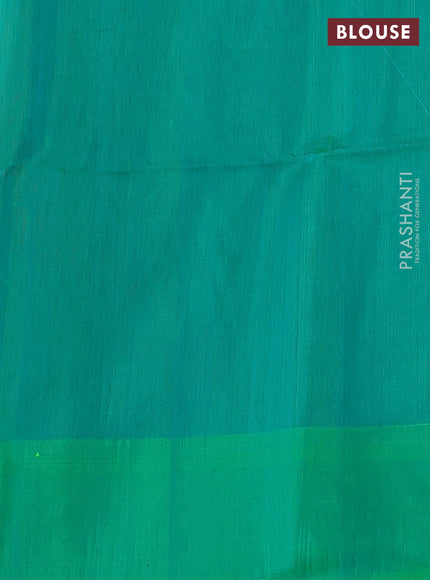 Kora silk cotton saree pink and green with thread woven buttas and rettapet border