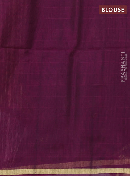 Kora silk cotton saree dark mustard and dark magenta pink with zari woven buttas and small zari woven border