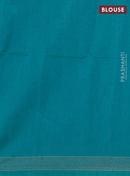 Kora silk cotton saree purple and teal green with zari woven floral buttas and zari woven border