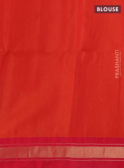 Kora silk cotton saree orange and dual tone pink with zari woven buttas and zari woven border