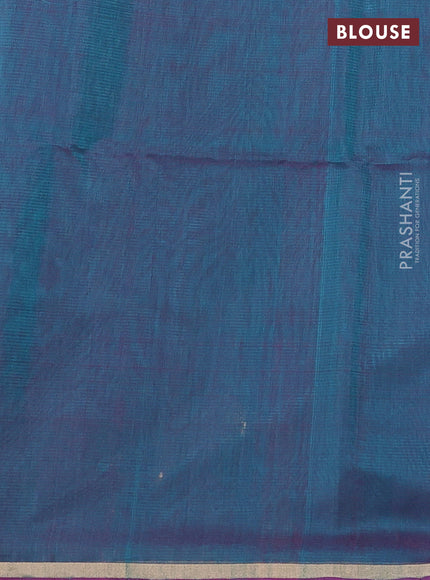 Kora silk cotton saree teal green and dual tone teal greenish pink with thread & zari woven buttas and small zari woven border
