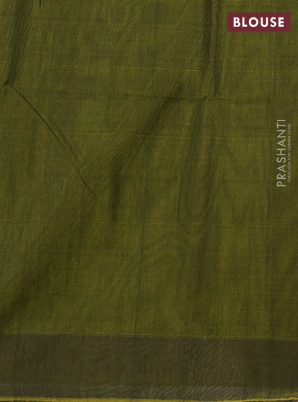 Kora silk cotton saree deep maroon and sap green with allover thread weaves & buttas and simple border