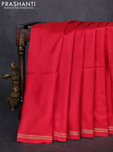 Pure soft silk saree red and blue with plain body and kalamkari printed pallu