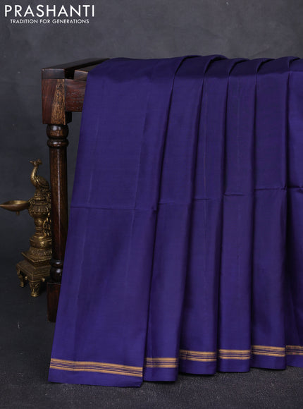 Pure soft silk saree blue and magenat pink with plain body and kalamkari printed pallu