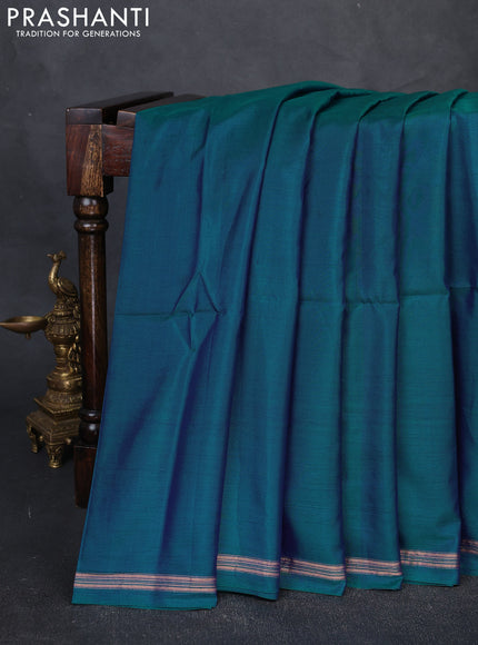 Pure soft silk saree dual tone peacock green and magenat pink with plain body and kalamkari printed pallu