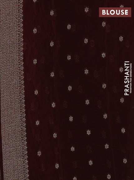 Banarasi semi crepe saree brown with allover thread & zari woven buttas and woven border