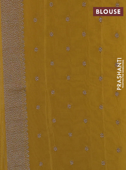 Banarasi semi crepe saree yellow with allover thread & zari woven buttas and woven border