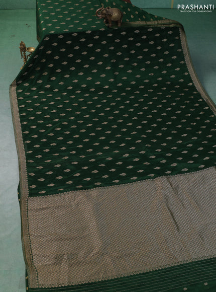 Banarasi semi crepe saree green with allover thread & zari woven buttas and woven border